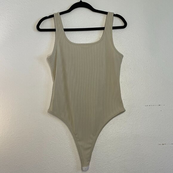 Neutral Ribbed Bodysuit – Tan/Cream - Picture 2 of 5